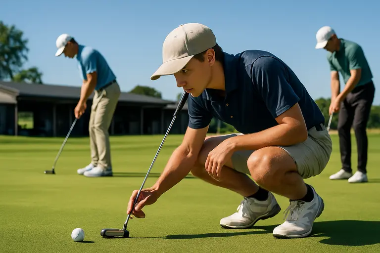 Approach shot landing near a green during an iron fitting evaluation
