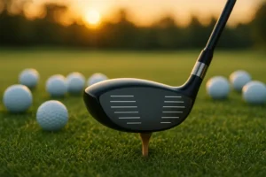 GTS300 Mini Driver beside golf balls on a fitting bay mat