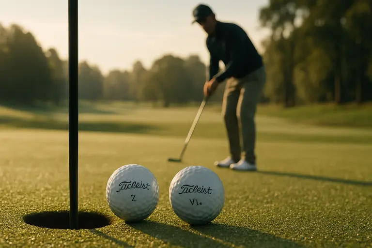 Wedge practice area with golf balls set at different yardages