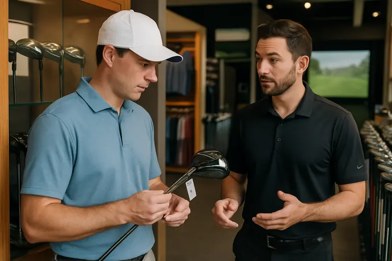 premium golf shafts and clubheads arranged for testing